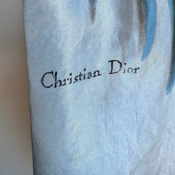 Vintage Mid Century CHRISTIAN DIOR Baby Blue Long Silk Sleeve Scarf - Picture 7 of 8